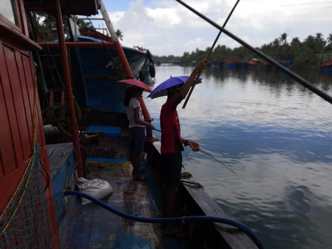 A boat moored on a backwater